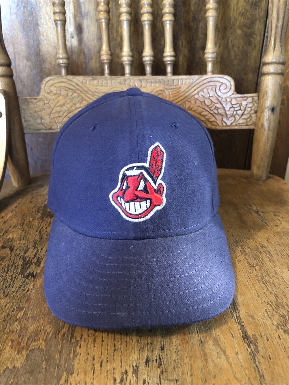 Vintage NewEra Cleveland Indians Cap Hat Adult Mens Fitted Size 7 Wahoo Logo